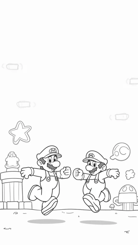 Páginas para colorear imprimibles de Mario Bros